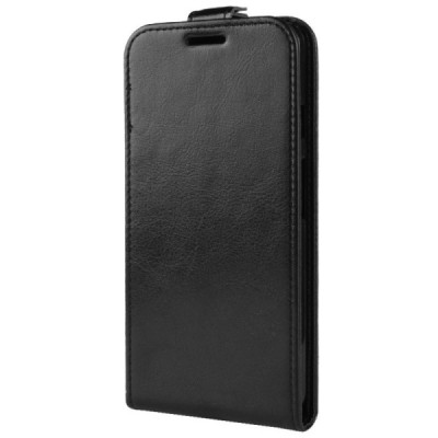 Google Pixel 3 klasikinis vertikaliai atverčiamas juodas odinis dėklas / Priedai.lt