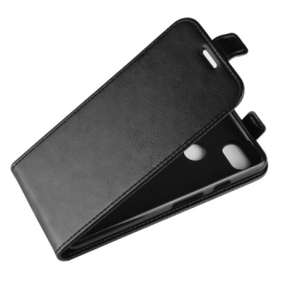 Google Pixel 3 klasikinis vertikaliai atverčiamas juodas odinis dėklas / Priedai.lt