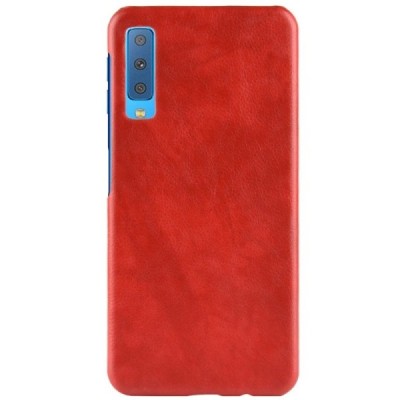 „Litchi“ Skin Leather Samsung Galaxy A7 2018 (A750) sarkans apvalks / vacins.lv