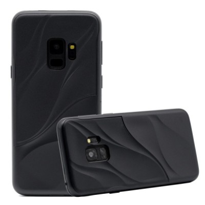 „3D“ Wave Pattern Samsung Galaxy S9 (G960) juodas kieto silikono (TPU) ir plastiko dėklas / Priedai.lt
