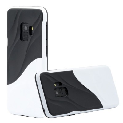 „3D“ Wave Pattern Samsung Galaxy S9 (G960) baltai juodas kieto silikono (TPU) ir plastiko dėklas / Priedai.lt
