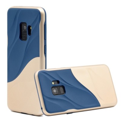 „3D“ Wave Pattern Samsung Galaxy S9 (G960) auksinis kieto silikono (TPU) ir plastiko dėklas / Priedai.lt