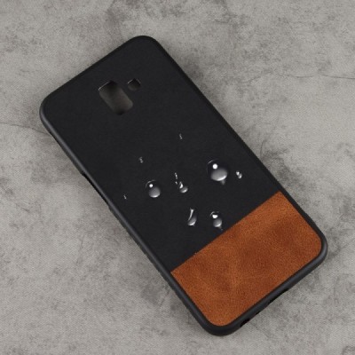 Samsung Galaxy J6+ 2018 (J610F) „Bi-Color“ Splicing brūns, melns ādas apvalks / Vacins.lv