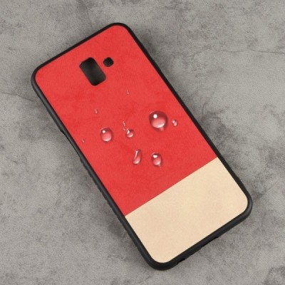 „Bi-Color“ Splicing Samsung Galaxy J6+ 2018 (J610F) raudonas, smėlio spalvos odinis dėklas / Priedai.lt