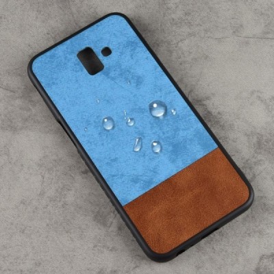 Samsung Galaxy J6+ 2018 (J610F) „Bi-Color“ Splicing brūns, zils ādas apvalks / Vacins.lv