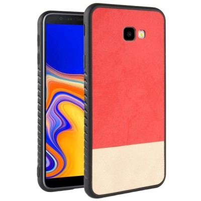 Samsung Galaxy J4+ (J400F) „Bi-Color“ Splicing sarkans, smilšains ādas apvalks / Vacins.lv