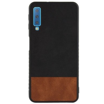 „Bi-Color“ Splicing Samsung Galaxy A7 2018 (A750) rudas, juodas odinis dėklas / Priedai.lt