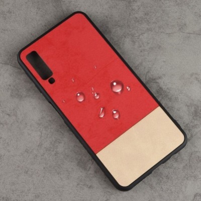 Samsung Galaxy A7 2018 (A750) „Bi-Color“ Splicing sarkans, smilšains ādas apvalks / Vacins.lv