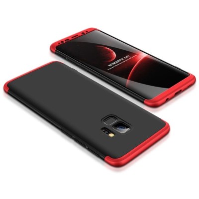 Samsung Galaxy S9 (G960F) Thin Fit 360“ melns futrālis apmāles sarkanā krāsā / Vacins.lv