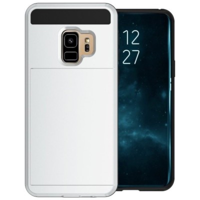 Samsung Galaxy S9 (G960) „Sliding“ Card Holder sudrabs silikons apvalks / vacins.lv