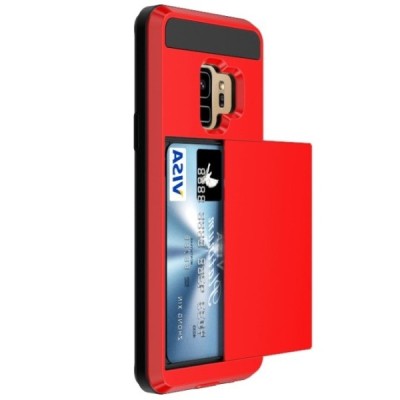 Samsung Galaxy S9 (G960) „Sliding“ Card Holder sarkans silikons apvalks / vacins.lv