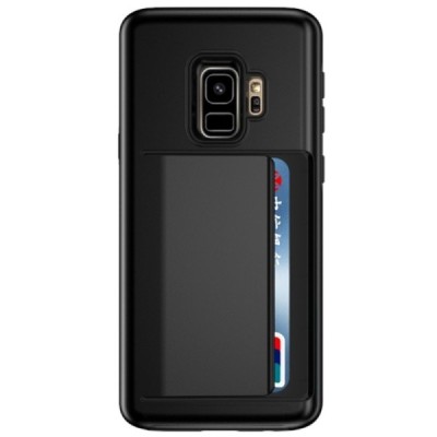 Samsung Galaxy S9 (G960) „Combo“ Card Holder melns silikons apvalks / vacins.lv