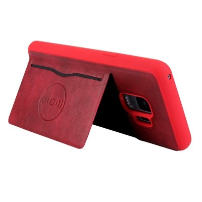„Kickstand“ Card Holder Samsung Galaxy S9 (G960) raudonas odinis dėklas / Priedai.lt