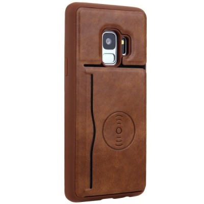 Samsung Galaxy S9 (G960) „Kickstand“ Card Holder brūns ādas apvalks / Vacins.lv