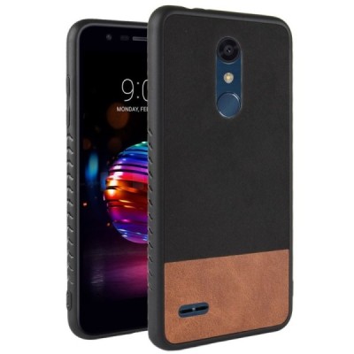 LG K11 2018 (X410EO) „Bi-Color“ Splicing brūns, melns ādas apvalks / Vacins.lv