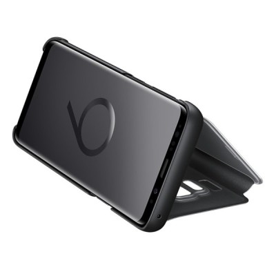 Samsung Galaxy S9 (G960) originalus Clear View Standing Cover atverčiamas juodas dėklas / Priedai.lt