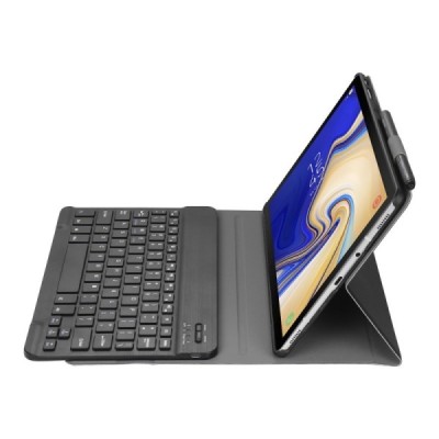 Samsung Galaxy Tab A 10.5 2018 (T590, T595)  ādas atvēramais melns futrālis ar bluetooth tastatūra / Vacins.lv
