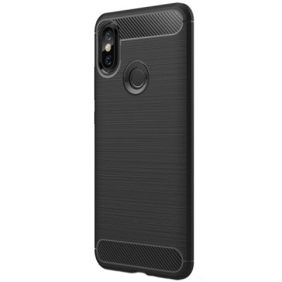 Xiaomi Mi 6X (Xiaomi Mi A2) „Carbon“ cieta silikona (TPU) melns apvalks / vacins.lv