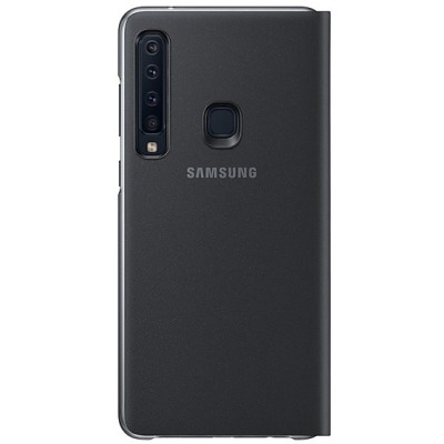 Samsung Galaxy A9 2018 (A9 Star Pro) oficiāls Wallet Cover atvērams melns ādas maciņš (maks) / Vacins.lv
