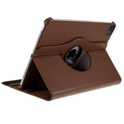 Apple iPad Pro 11 (2018, 1-ās paaudzes) atvēramais brūns ādas maciņš, grozās 360° grādu apjomā | Vacins.lv