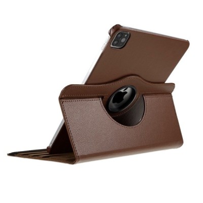 Apple iPad Pro 11 (2018, 1-ās paaudzes) atvēramais brūns ādas maciņš, grozās 360° grādu apjomā | Vacins.lv