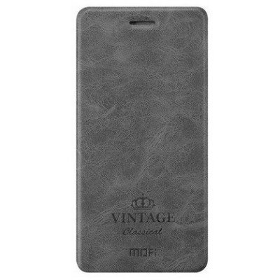Xiaomi Redmi Note 6 Pro „Mofi“ Vintage sērijas pelēks ādas atvērams maciņš / Vacins.lv