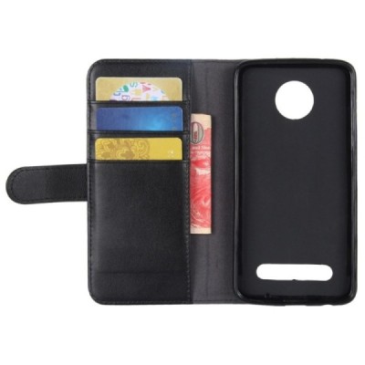 Motorola Moto Z2 Play atverčiamas juodas odinis dėklas - piniginė / Priedai.lt