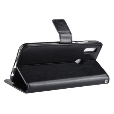 Huawei P smart 2019 (Honor 10 Lite) atverčiamas juodas odinis dėklas, knygutė - piniginė | Priedai.lt