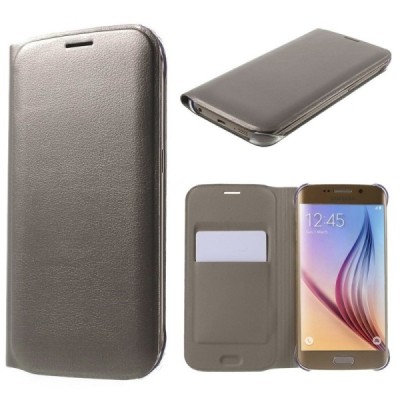 Samsung Galaxy S6 Edge šampanieša atvēramais Smart Wallet ādas maciņš - maks / Vacins.lv