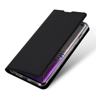 Samsung Galaxy S10 (G973) „Dux Ducis“ Skin sērijas melns ādas atvērams maciņš / Vacins.lv