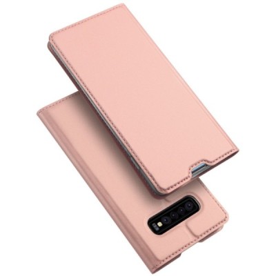 Samsung Galaxy S10 (G973) „Dux Ducis“ Skin sērijas rozs ādas atvērams maciņš / Vacins.lv