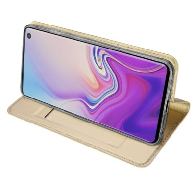 Samsung Galaxy S10 (G973) „Dux Ducis“ Skin sērijas zelta ādas atvērams maciņš / Vacins.lv