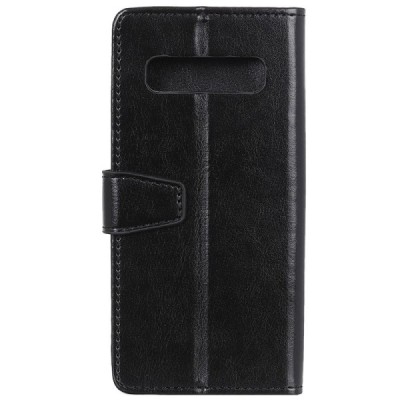 Samsung Galaxy S10 (G973) atverčiamas juodas odinis dėklas - piniginė / Priedai.lt