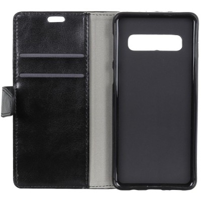 Samsung Galaxy S10 (G973) atverčiamas juodas odinis dėklas - piniginė / Priedai.lt