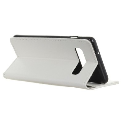 Samsung Galaxy S10 (G973) atvēramais ādas balts maciņš (maks) / Vacins.lv