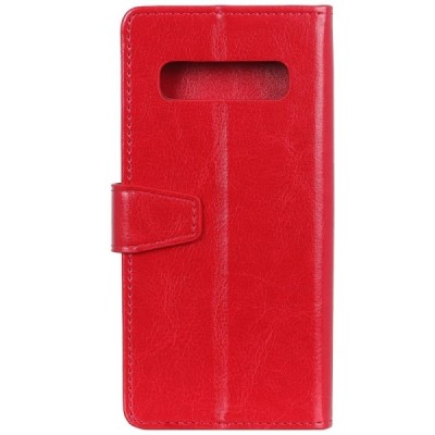 Samsung Galaxy S10 (G973) atverčiamas raudonas odinis dėklas - piniginė / Priedai.lt