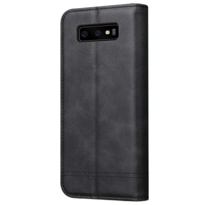 „Deluxe“ atverčiamas juodas odinis Samsung Galaxy S10 (G973) dėklas - knygutė / Priedai.lt