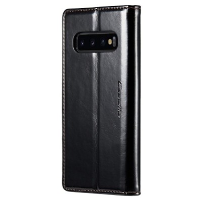 Samsung Galaxy S10 (G973) „CaseMe“ solīds atvēramais ādas melns maciņš - maks | Vacins.lv