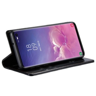 Samsung Galaxy S10 (G973) „CaseMe“ solīds atvēramais ādas melns maciņš - maks | Vacins.lv