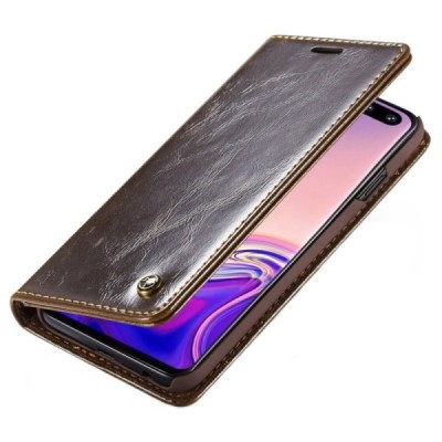 Samsung Galaxy S10 (G973) „CaseMe“ solīds atvēramais ādas brūns maciņš - maks / Vacins.lv