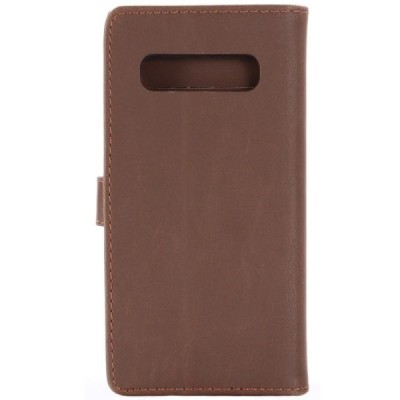 Samsung Galaxy S10 (v) atvēramais ādas tumši brūns retro maciņš (maks) / Vacins.lv