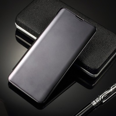 Samsung Galaxy S10 (G973) plastmasas atvērams melns ādas maciņš / Vacins.lv