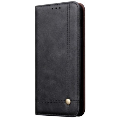 Samsung Galaxy S10+ (G975) „Deluxe“ ādas atvēramais melns maciņš (maks) / Vacins.lv