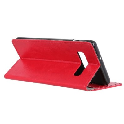 Samsung Galaxy S10+ (G975) atvēramais ādas sarkans maciņš (maks) / Vacins.lv