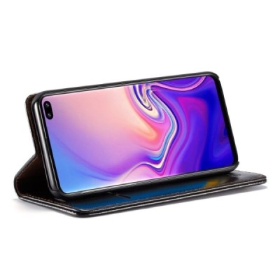 Samsung Galaxy S10+ (G975) „CaseMe“ solīds atvēramais ādas melns maciņš - maks / Vacins.lv