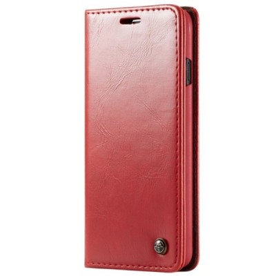 Samsung Galaxy S10+ (G975) „CaseMe“ solīds atvēramais ādas sarkans maciņš - maks / Vacins.lv