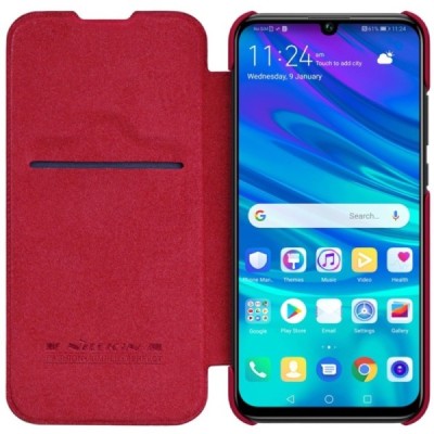Greznais „Nillkin“ Qin sērijas ādas atvērams sarkans Huawei P smart 2019 (Honor 10 Lite) maciņš (maks) / Vacins.lv