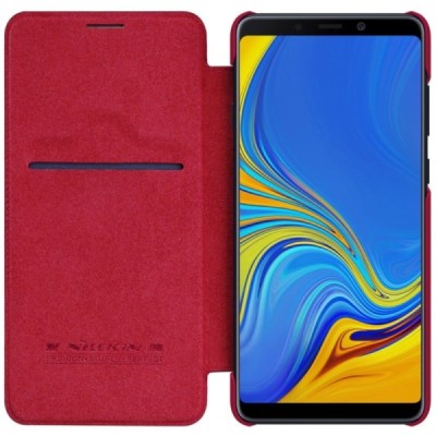 Greznais „Nillkin“ Qin sērijas ādas atvērams sarkans Samsung Galaxy A9 2018 (A9 Star Pro) maciņš / Vacins.lv