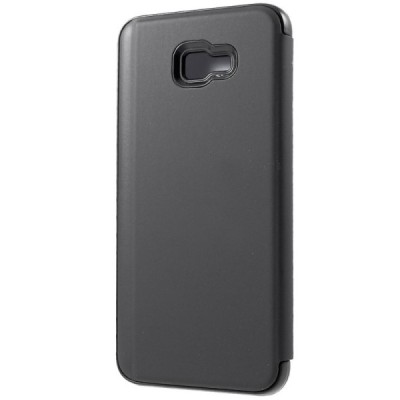 Samsung Galaxy J4+ (J400F) plastmasas atvērams melns ādas maciņš / Vacins.lv