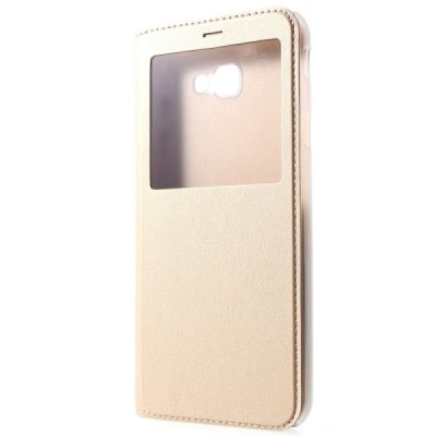 Samsung Galaxy J4+ (J400F) atvēramais maciņš ar lodziņu - zelta / Vacins.lv